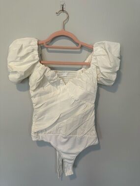 Astr Textured Ivory Smocked Top